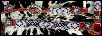 Showman  Beaded Pastel Color 4 Piece Headstall and Breastcollar Set #4